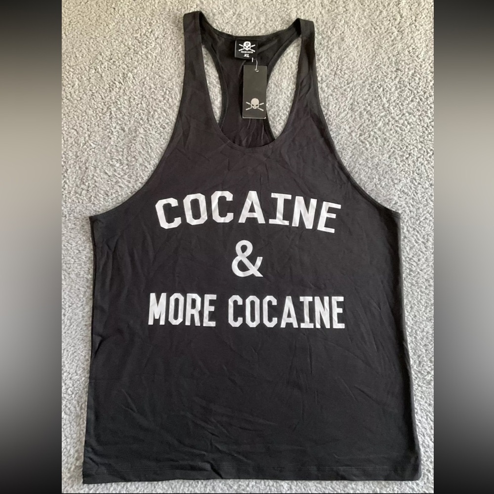 Cocaine and Protein “Cocaine& More Cocaine” Gym Mens Vest Tank Top  NWT …